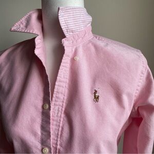 Ralph Lauren Oxford 100% Cotton Slim Fit Button Down Shirt Flesh Pony Size 4